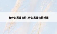 有什么黑客软件_什么黑客软件好用