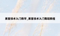 黑客技术入门教学_黑客技术入门舞蹈教程