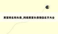 黑客网名和头像_网络黑客头像情侣名字大全