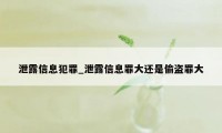 泄露信息犯罪_泄露信息罪大还是偷盗罪大