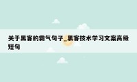 关于黑客的霸气句子_黑客技术学习文案高级短句