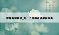 原神为何被黑_为什么原神老被黑客攻击