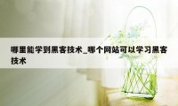 哪里能学到黑客技术_哪个网站可以学习黑客技术