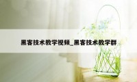 黑客技术教学视频_黑客技术教学群