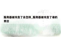 服务器被攻击了会怎样_服务器被攻击了谁的责任